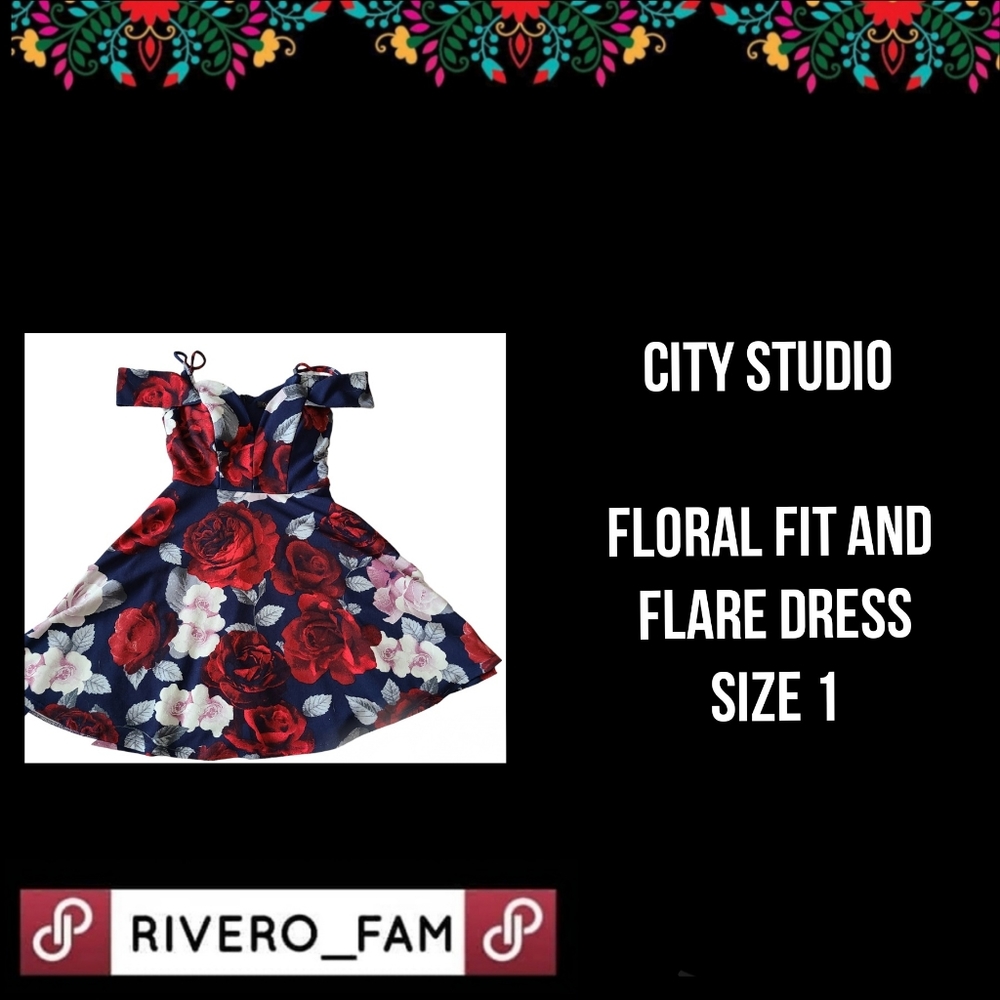 CITY STUDIO | FLORAL FIT AND FLARE DRESS | SIZE 1